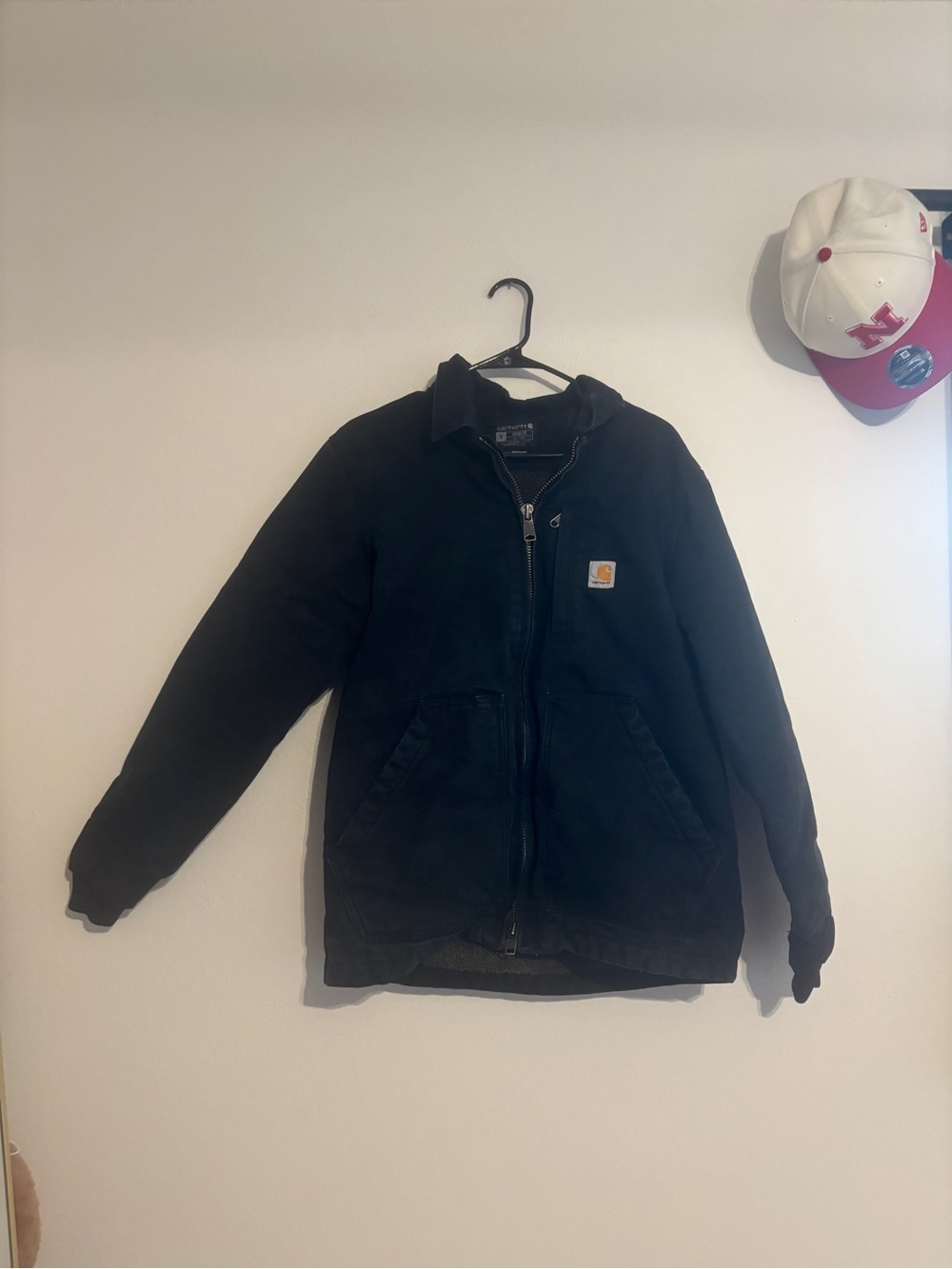 Carhartt Black Insulated Zip-Up Jacket with Sherpa Lining